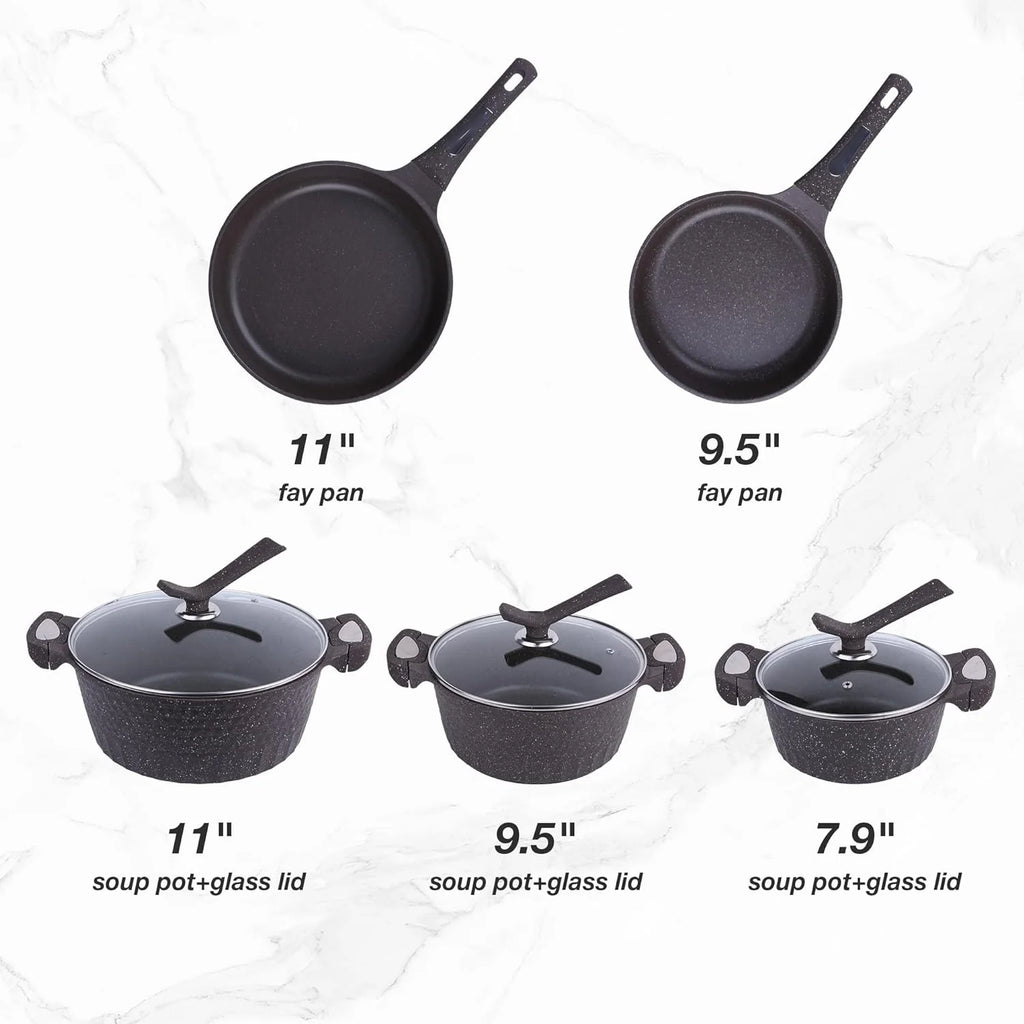 Black 8 Piece Nonstick Cookware Set L2528