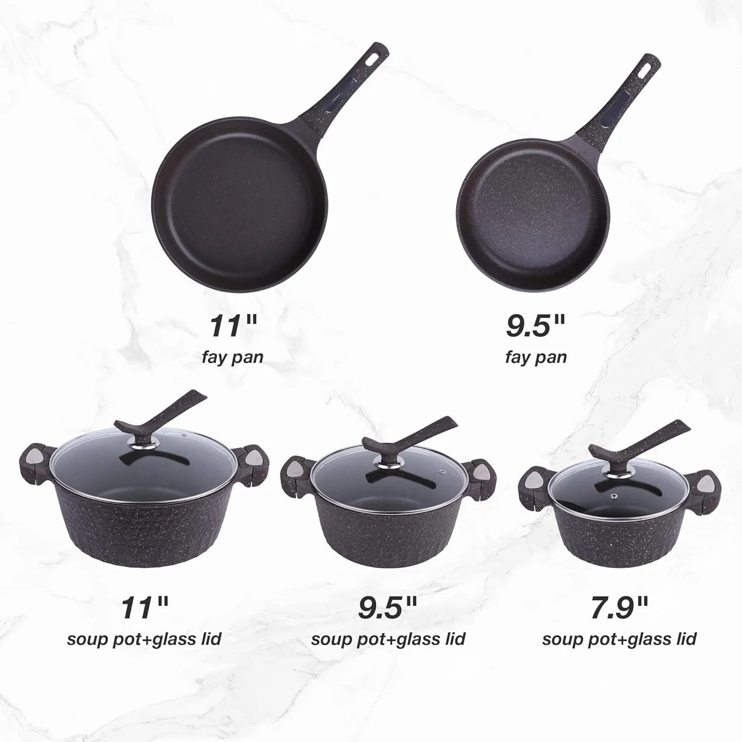 Black 8 Piece Nonstick Cookware Set L2528