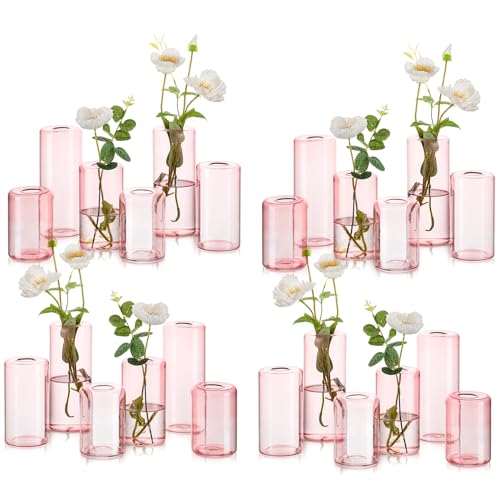 12pcs Pink Glass Bud Vases C270806