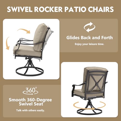 Red Patio Swivel Chair Set of 2 with Thickened Cushions G299798