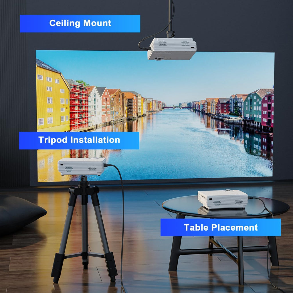 Mini Projector, Full HD 1080P Video Projector, Portable Outdoor Movie Projector X54668
