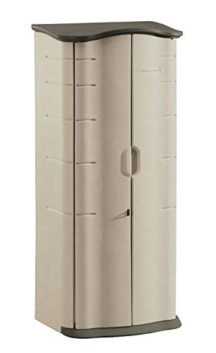 Compact Vertical Resin Storage Shed With Floor (2 x 2.5 Ft), Beige/Brown O669224