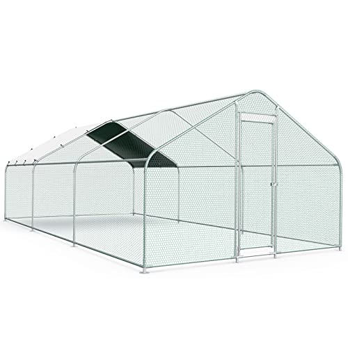 10x20FT Metal Chicken Run with Roof and Waterproof Cover Q5430