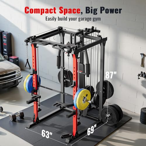 Smith Machine Power Cage with LAT Pull-Down Systems and Cable Attachment E7498