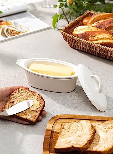 Porcelain White 3pcs Large Butter Dish with Lid J96980