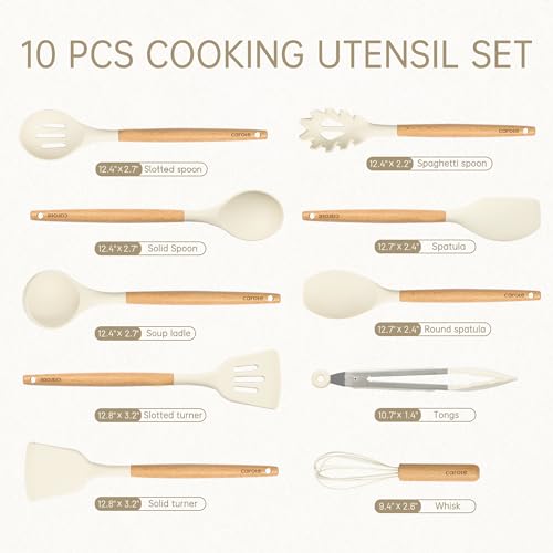 10 pcs Silicone Cooking Utensils Set with Wooden Handle H9834