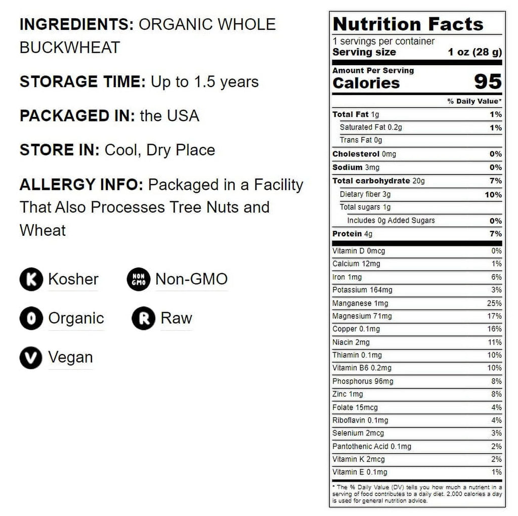Organic Whole Grain Buckwheat Flour, 4 Pounds O28739