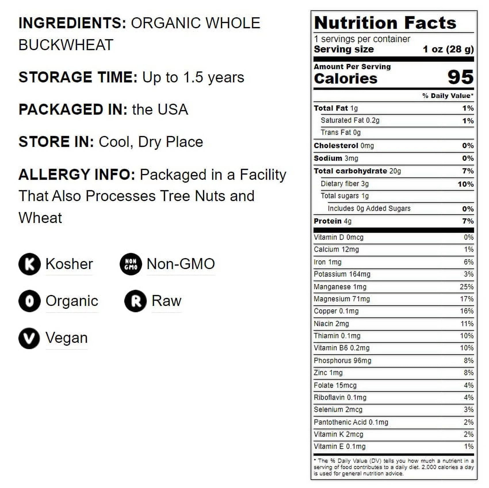 Organic Whole Grain Buckwheat Flour, 4 Pounds O28739