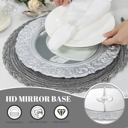 Gold 13" Mirror Plastic Charger Plates Set of 6 B7592
