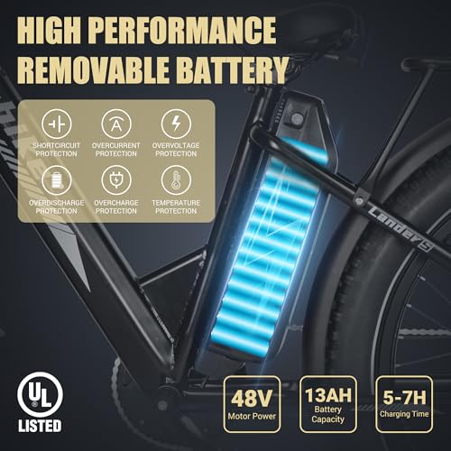 26" Fat Tire Electric Mountain Bike with 48V 13Ah Battery 7-Speed Front Suspension C2198