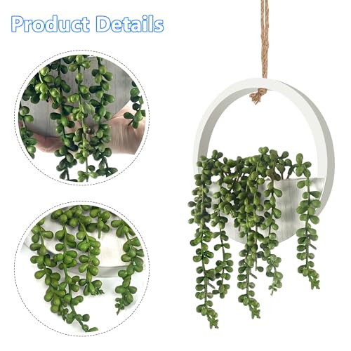 2 Pcs Artificial Hanging Succulents Plants in Pot with Lanyard Z906