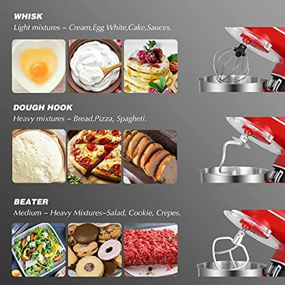 6.2QT Stainless Steel Bowl Red Tilt-Head Electric Stand Mixer B5741