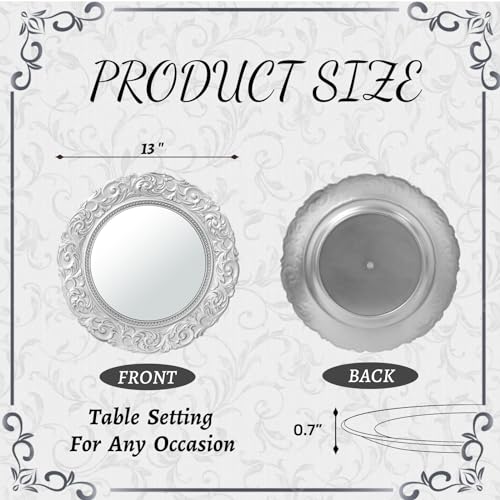 Gold 13" Mirror Plastic Charger Plates Set of 6 B7592
