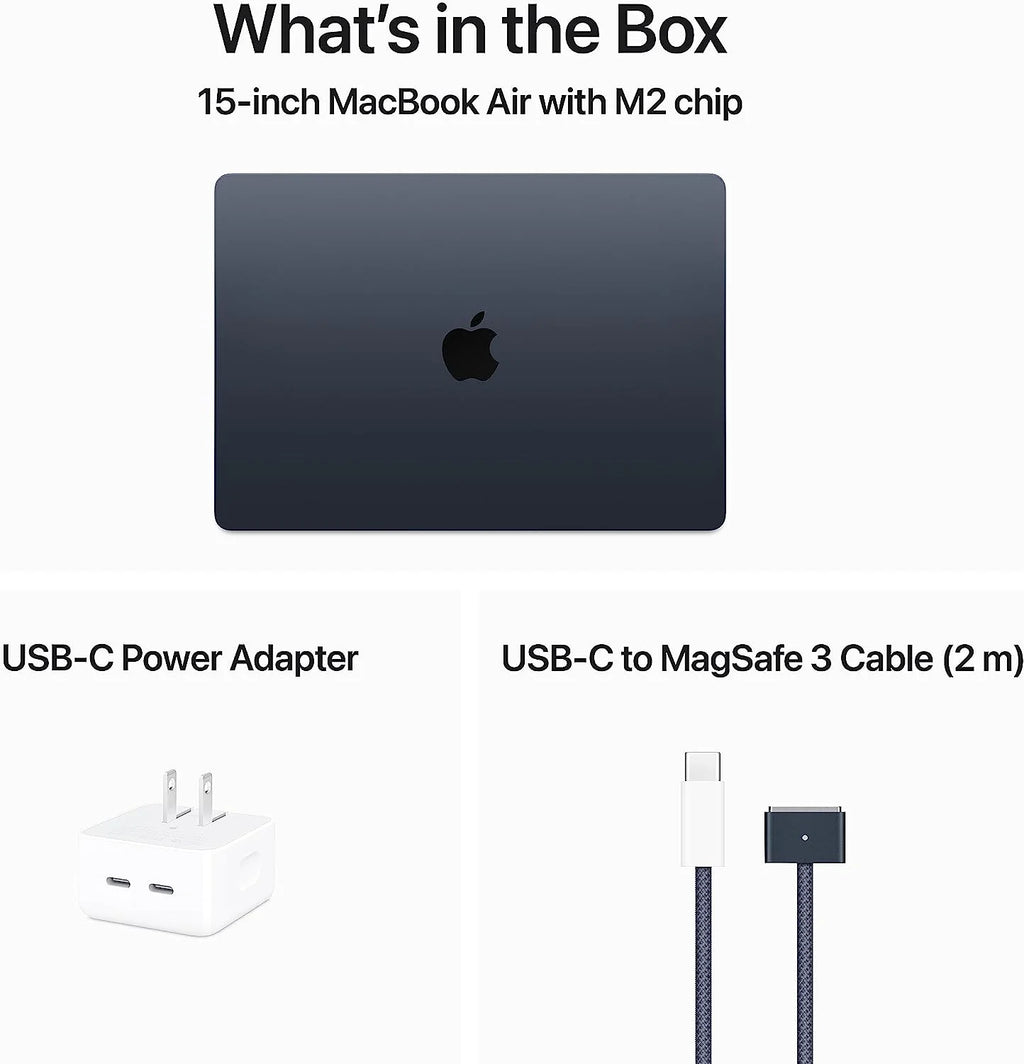 Refurbished 15-inch MacBook Air with M2 Chip, 8GB RAM, 512GB SSD Storage, Midnight P50860