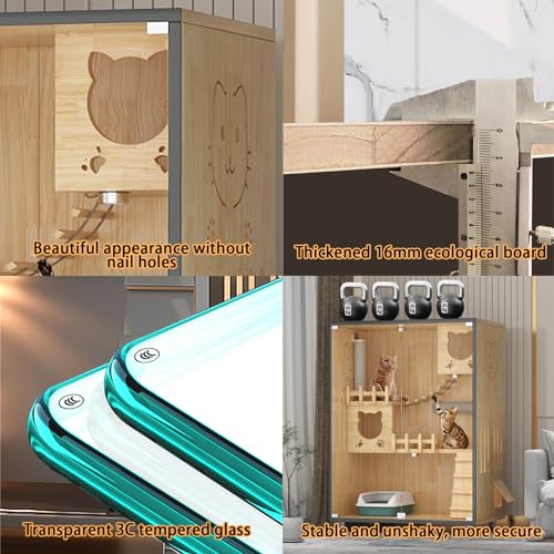 Wooden Large Indoor Cat Enclosure with Wheels, 50" X 36" X 24" F136933