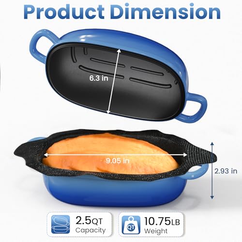 Blue Oval Cast Iron 2.5QT Dutch Oven with Lid W354