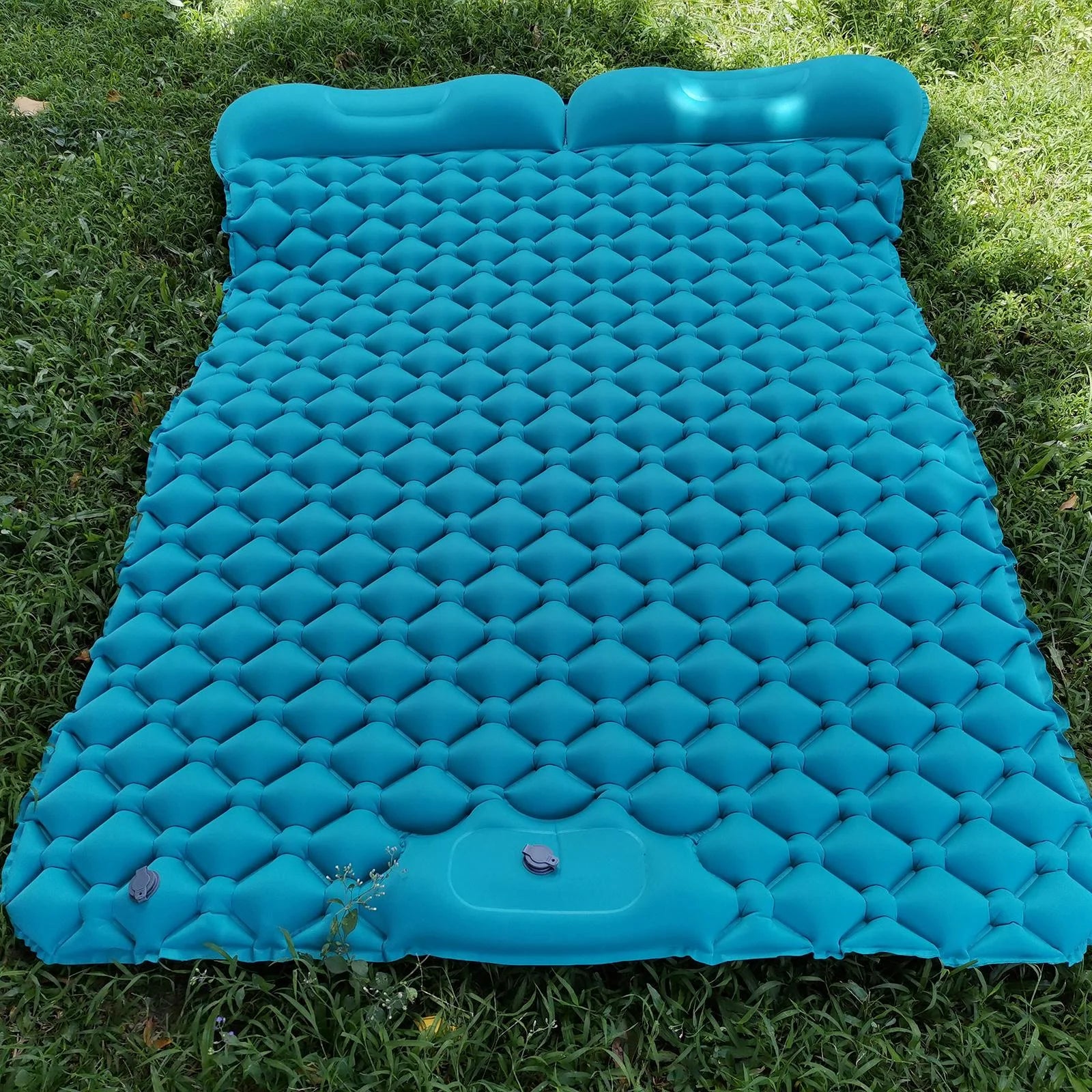 Blue Double Air Mattress with Pillow, 198X120X6cm A5872