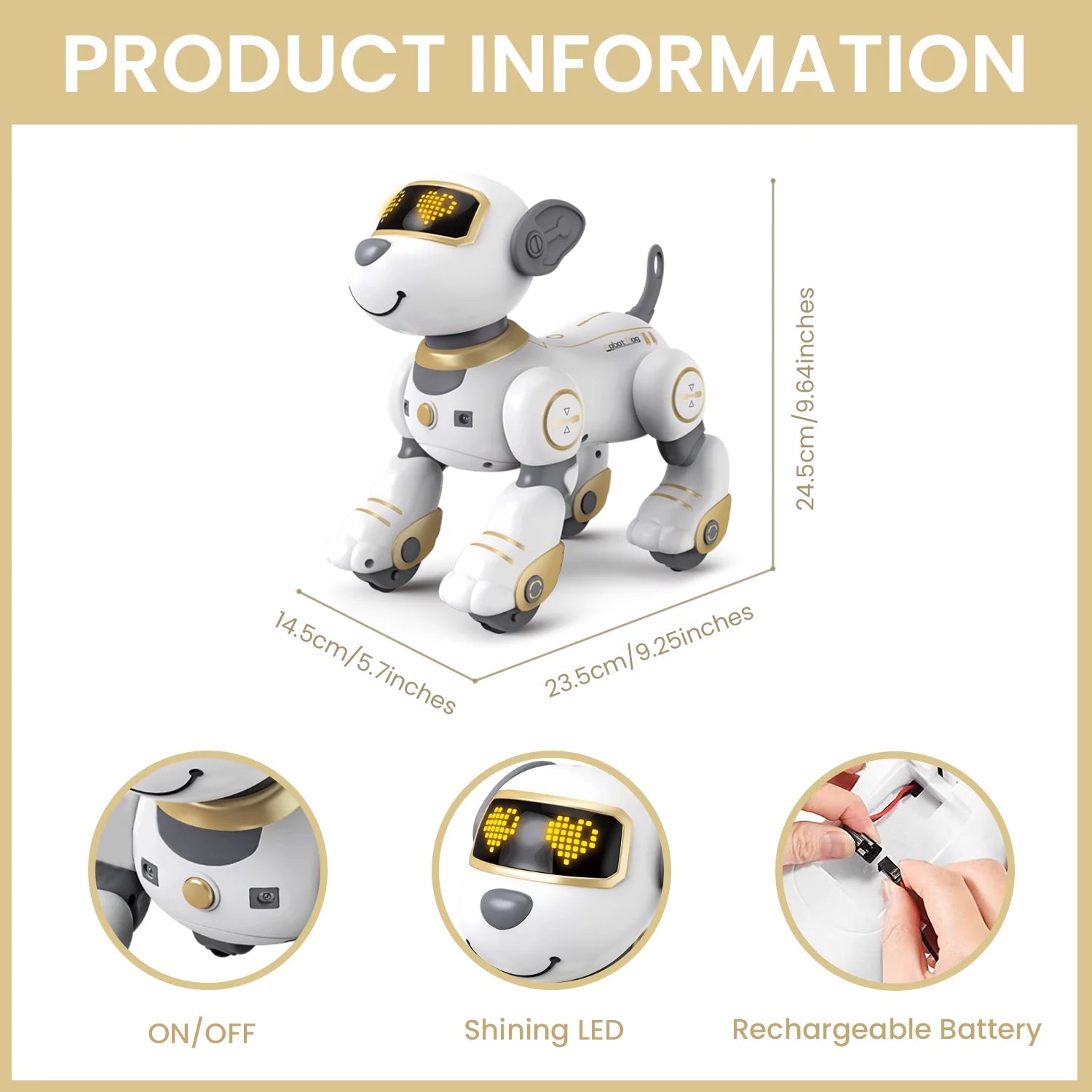 Gold Robot Dog Interactive Robot Pet D615