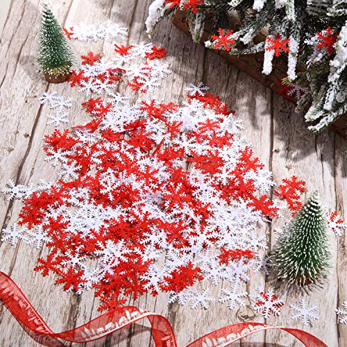 500 Pieces White and Red Non-Woven Snowflakes Table Confetti D942984