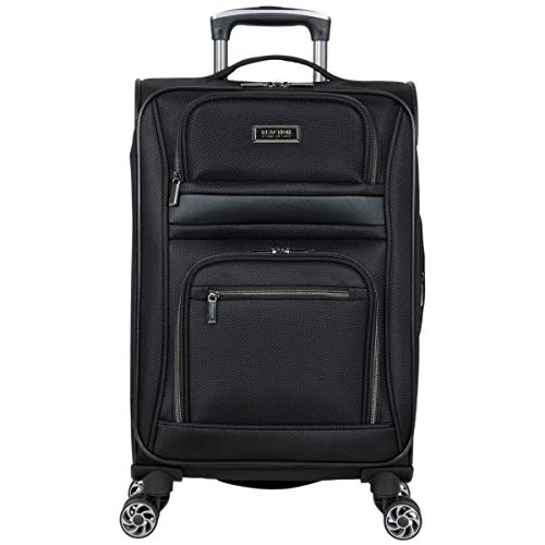 Black 20-Inch Lightweight Softside Expandable 8-Wheel Spinner Luggage Y2194