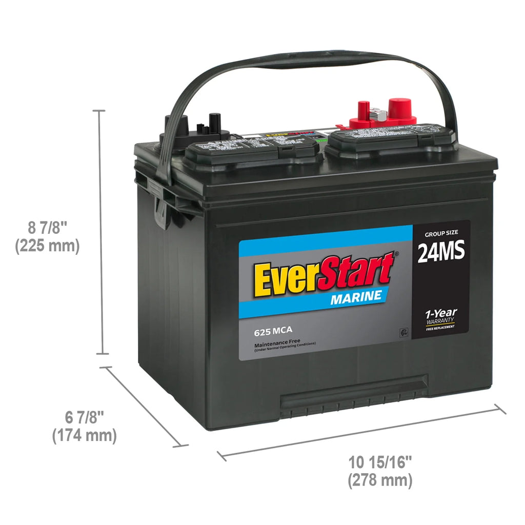 Lead Acid Marine Starting Battery, Group Size 24MS 12 Volt, 625 MCA A640