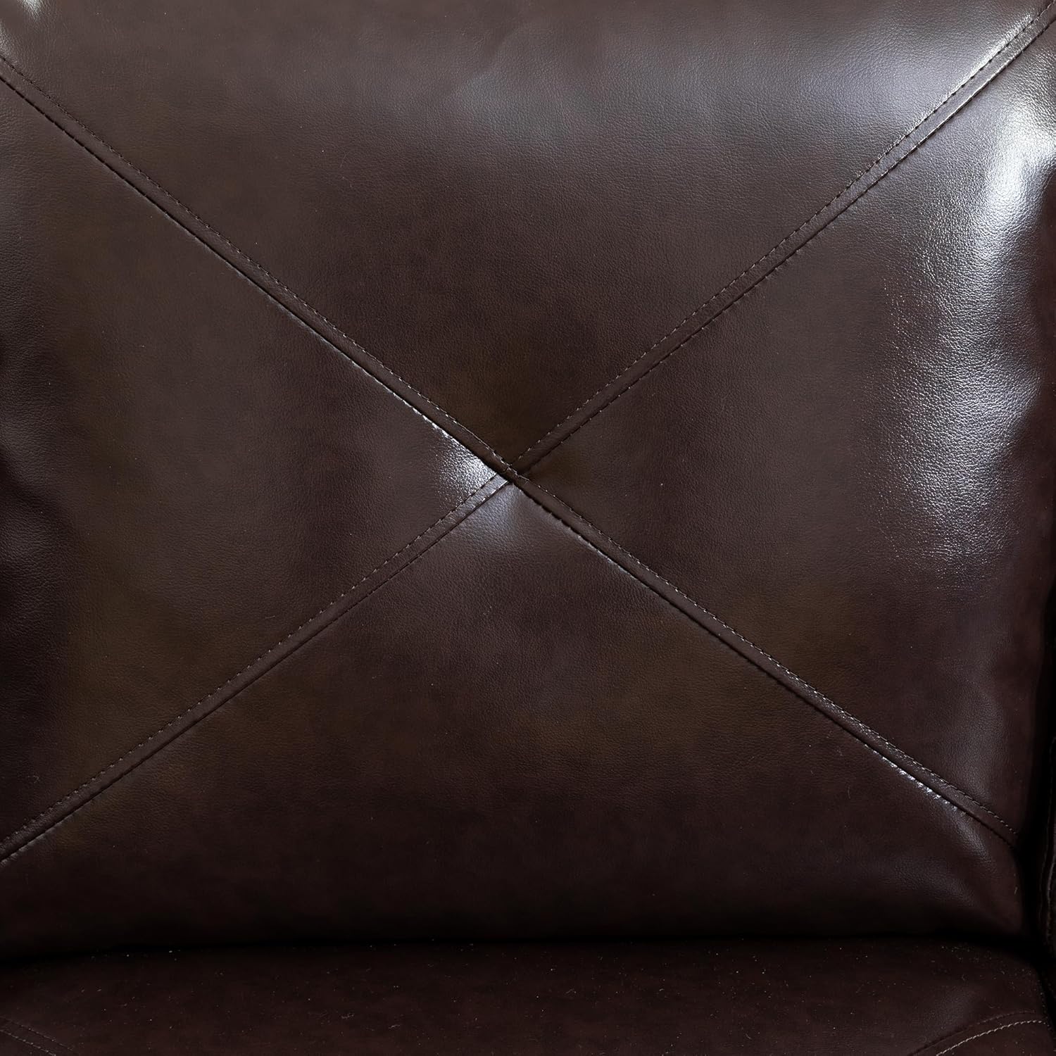 Brown L-Shaped Faux Leather Sectional Sofa with Chaise A6989