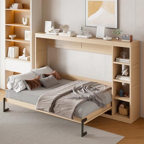 Full Size Horizontal Murphy Bed with Shelves N721978