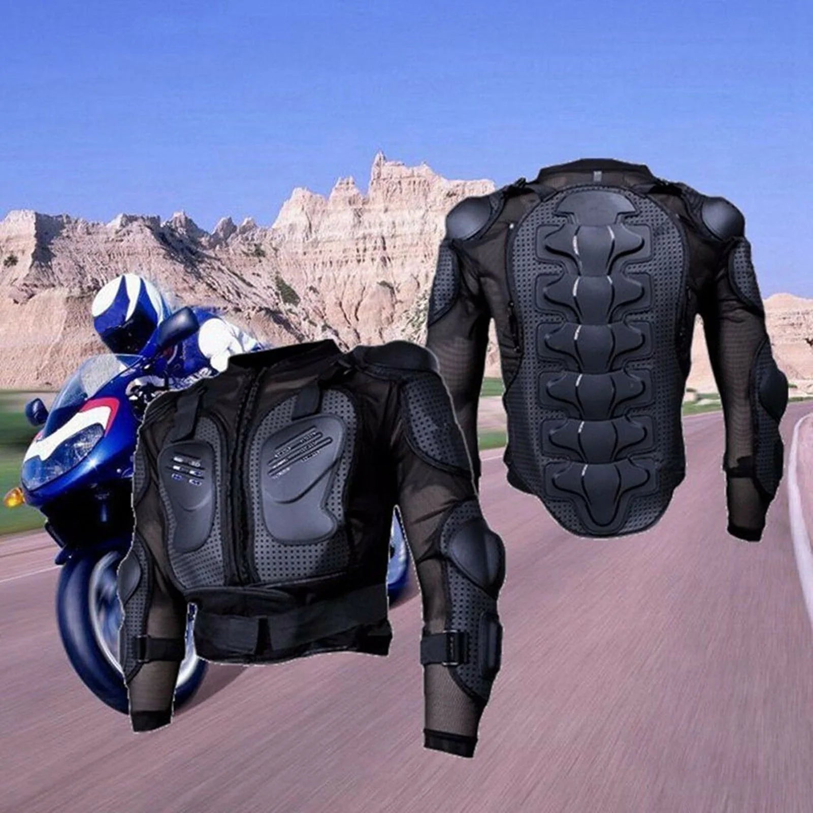 Full Body Motorcycle Riding Jacket with Armor Spine Shoulder Chest Protection J16601