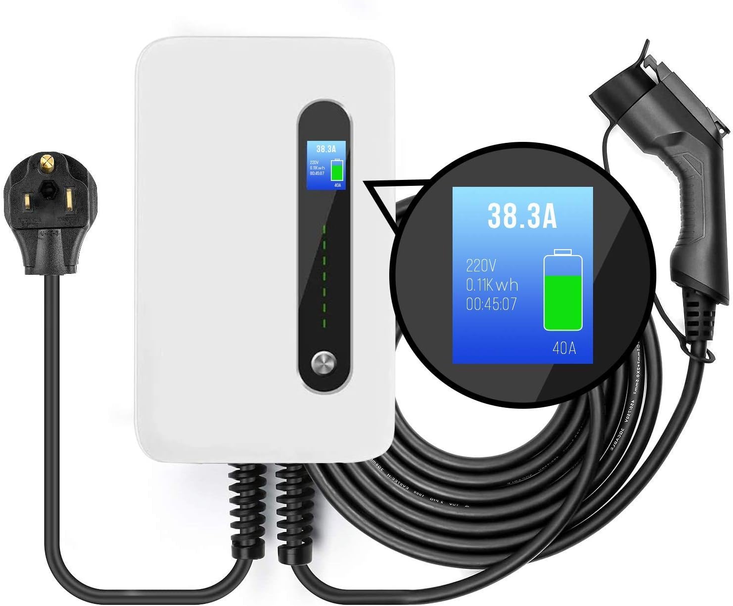 240V 40 Amp Level 2 Electric Vehicle Charging Station with 20ft J1772 Cable & NEMA 6-50 Plug J56134
