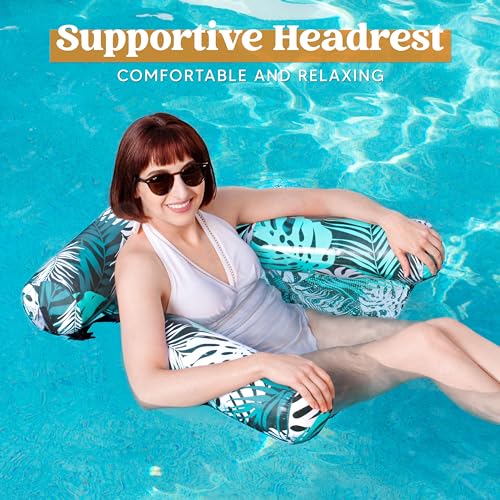 Inflatable Pool Lounge Chair with Plant Pattern R289