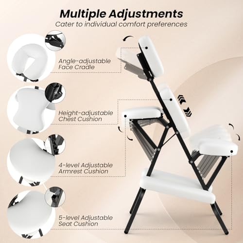White Portable Massage Chair with Carrying Bag X502