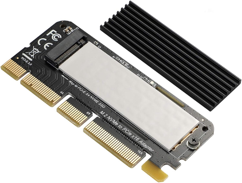 NVMe PCIe x16 Adapter Card with Heat Sink for M.2 NVMe SSD 2230/2242/2260/2280 O446