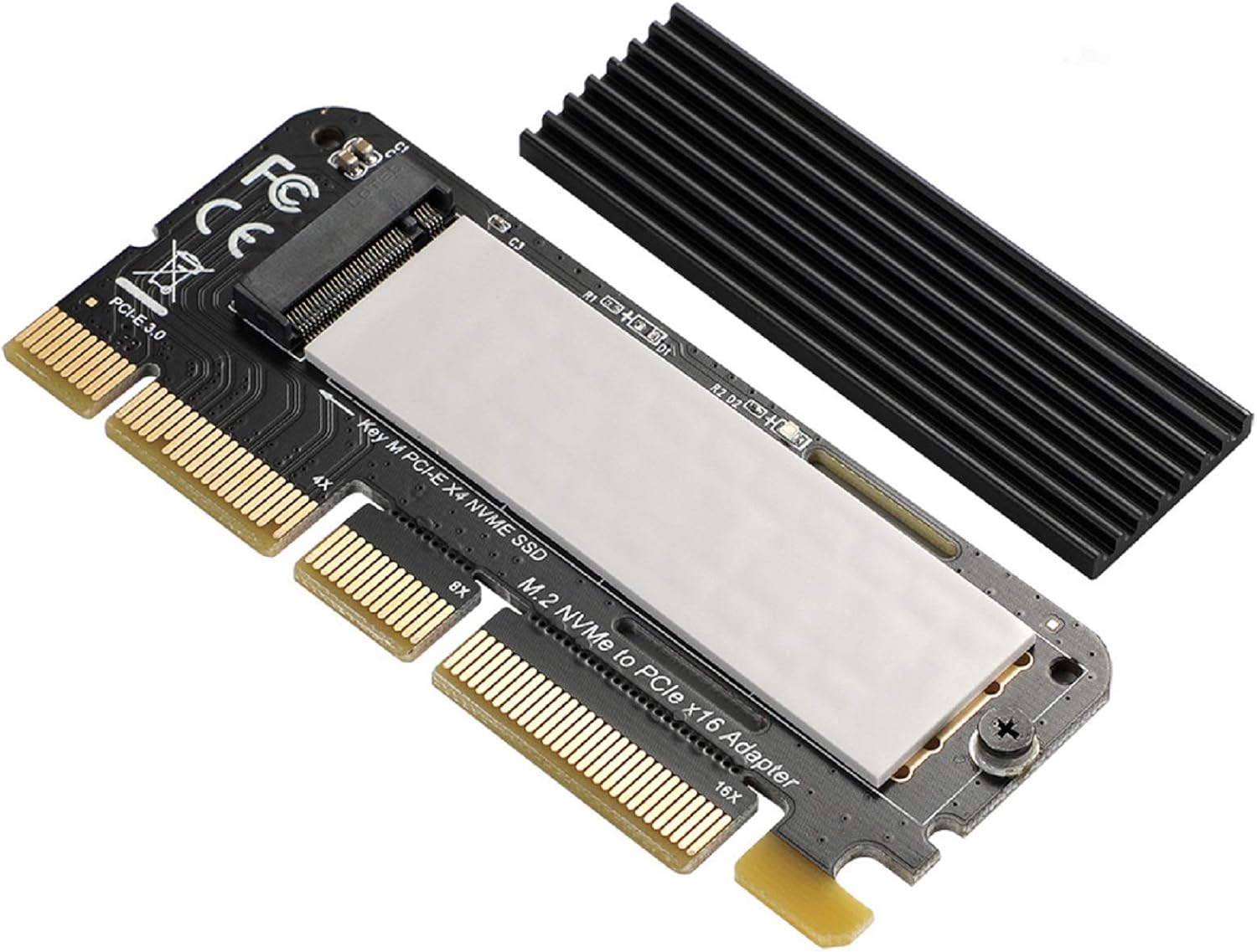NVMe PCIe x16 Adapter Card with Heat Sink for M.2 NVMe SSD 2230/2242/2260/2280 O446