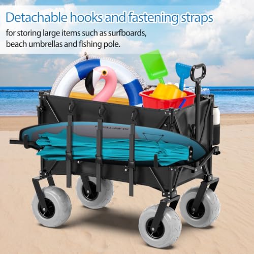Heavy Duty Collapsible Wagon with All-Terrain 9" Pneumatic Tires and Detachable Cooler F476221
