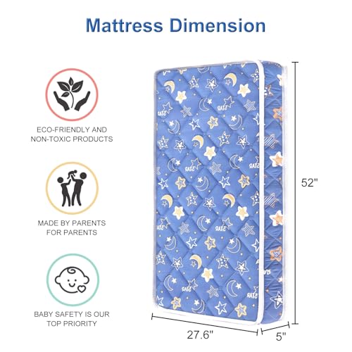 52" x 27.6" x 5" Firm Breathable Hypoallergenic Crib Mattress J519675