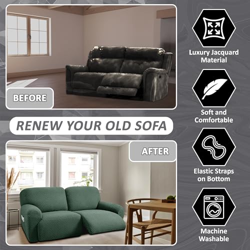 8-Piece Dark Grey Reclining Loveseat Sofa Cover V221457