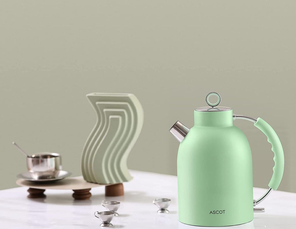 Stainless Steel 1.5L 1500W Retro Electric Kettle Matte Green L744112
