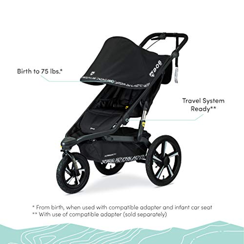 Black Jogging Stroller with Snack Tray and Handlebar Console K979