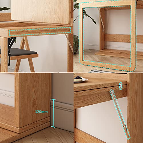 Wall Mounted Wooden Fold Out Table with Storage Shelf R9164