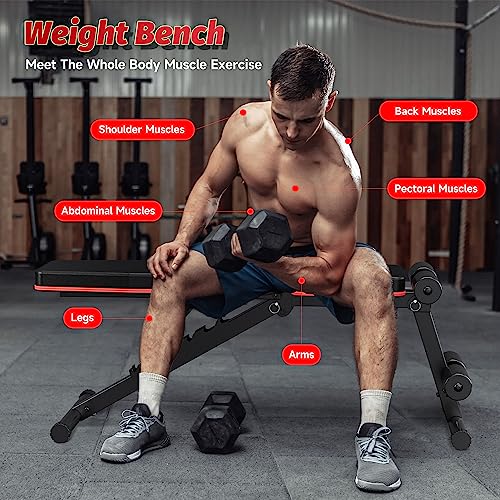 Adjustable Folding Incline Decline Weight Bench with Resistance Band X183375