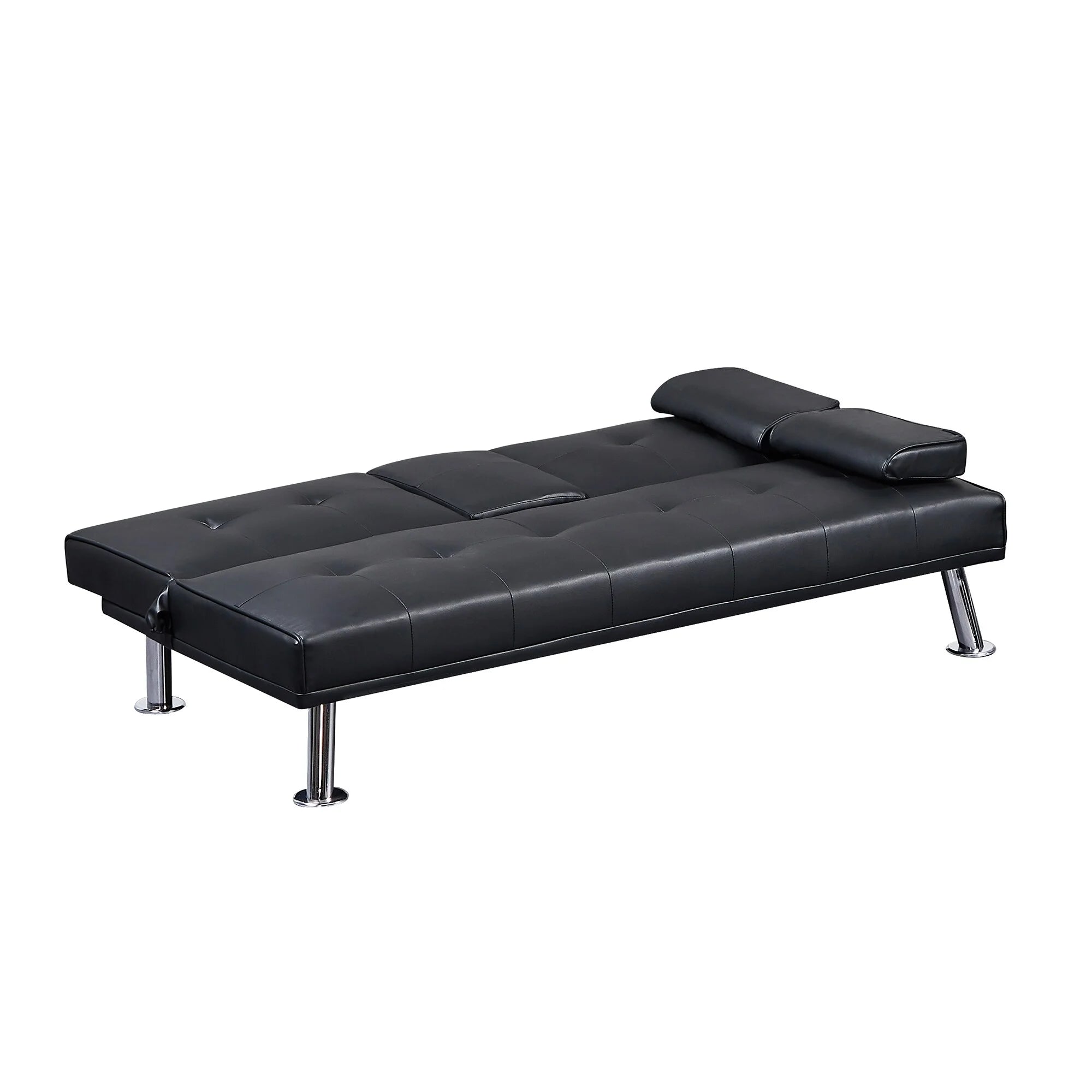Faux Leather Loveseat Sofa Bed with Cup Holders L248516