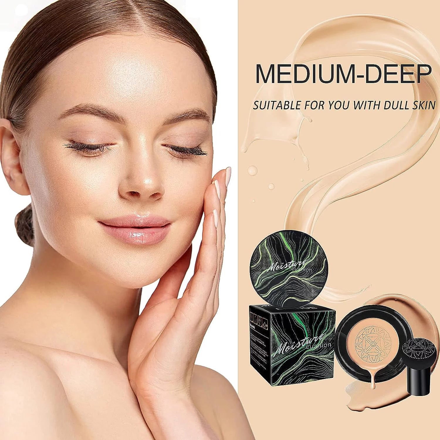 Mushroom Head Air Cushion CC Cream Foundation Makeup Moisturizing Concealer Long-Lasting Cushion Foundation Full Coverage Self Adjusting for Mature Skin A731682