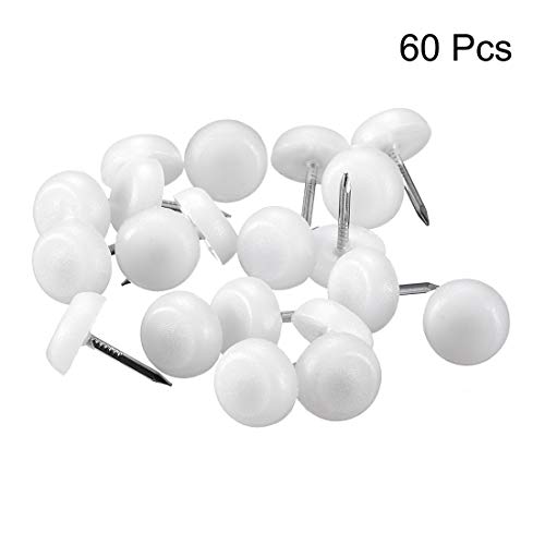 White 60pcs Plastic Furniture Feet Nail Glide Pads 12mm Dia K30222