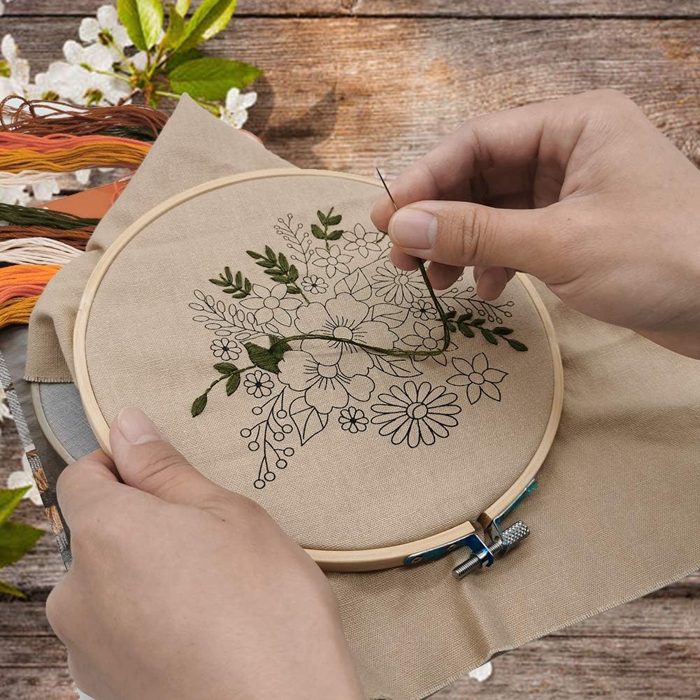Embroidery Starter Kit with Pattern, Instruction Book, Thread, Needle, 1 Hoop X132069