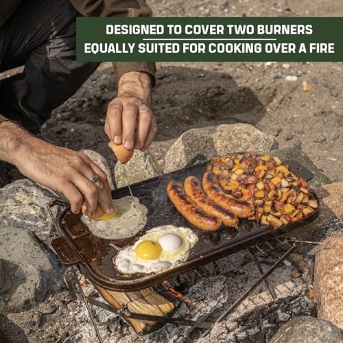 Cast Iron Griddle Double Burner Pre-Seasoned Naturally Nonstick I5410