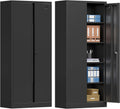 Metal Storage Cabinet with Locking Doors and 4 Adjustable Shelves, 71" Tall Black Z9800
