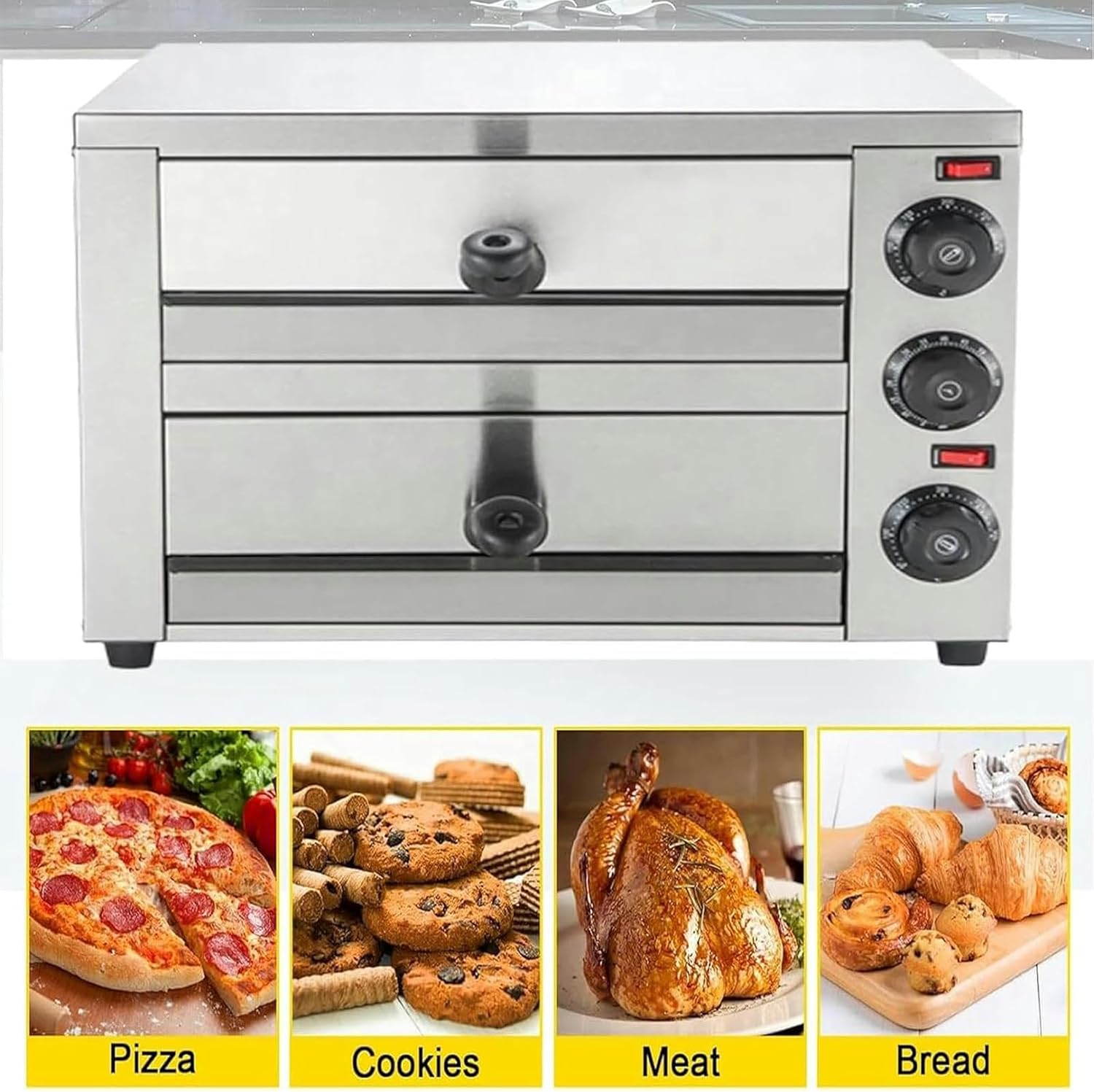 2-Layers Stainless Steel Electric Pizza Oven T599