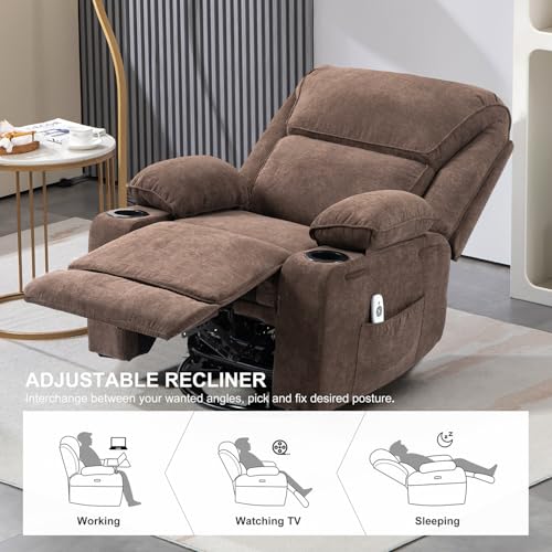 Gray Oatmeal Rocker Recliner Chair with Massage and Heated X320