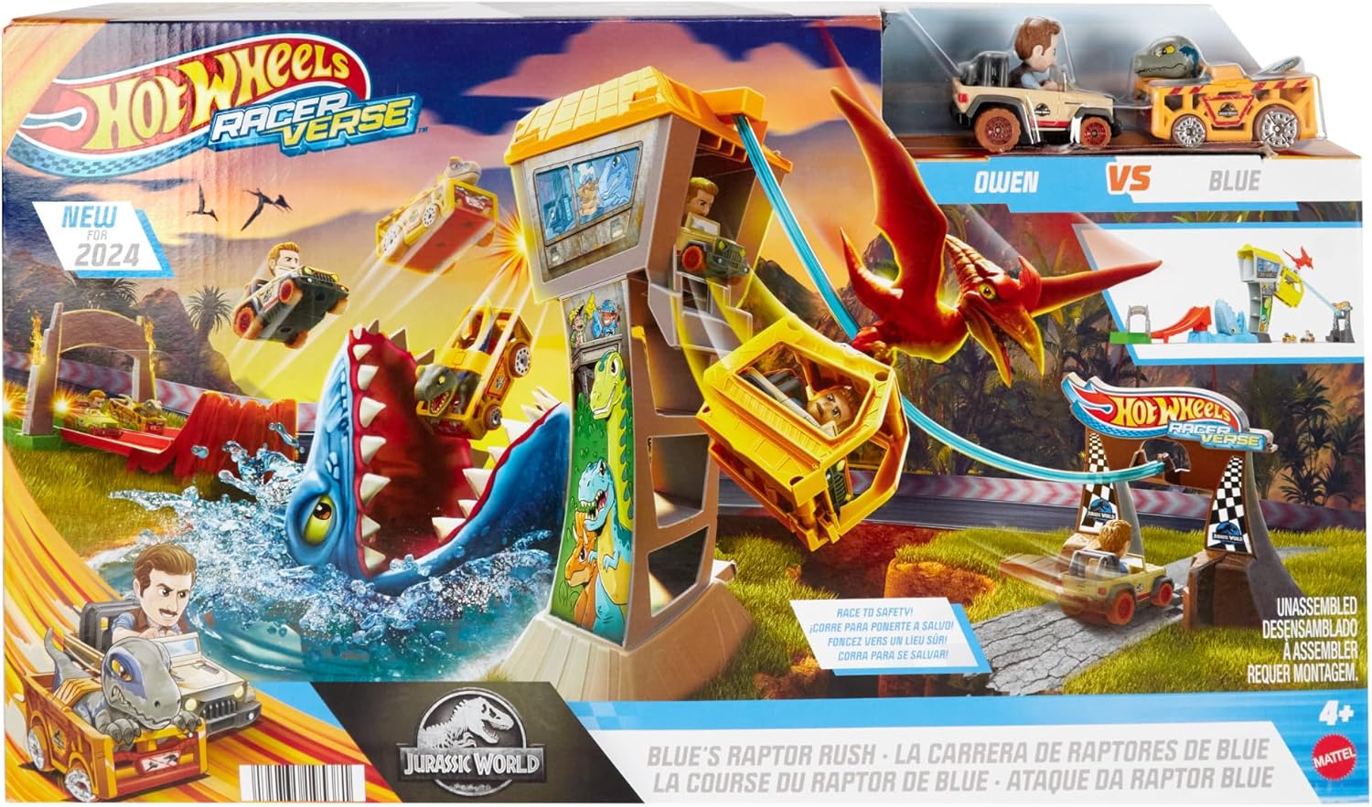 RacerVerse Jurassic World Blue’s Raptor Rush Track Set with 2 Die-Cast Racers Q1917