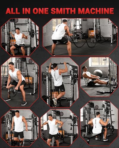 2200LBS Smith Machine Power Cage with Smith Bar, Cable Systems L464